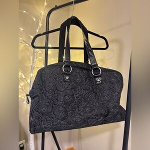 Thirty One Black Floral Embroidered Women's Bag